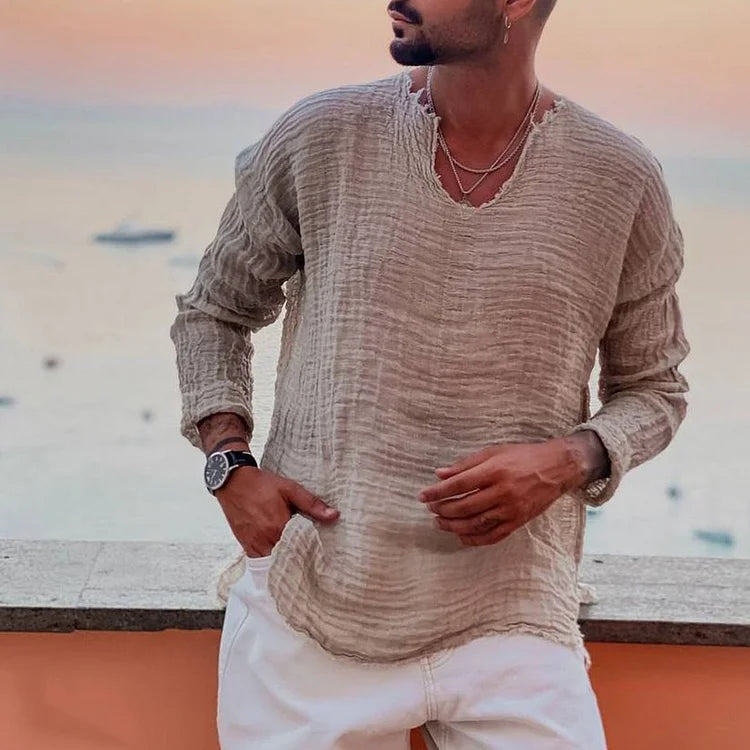 Allan - Maglietta estiva semplice con scollo a V