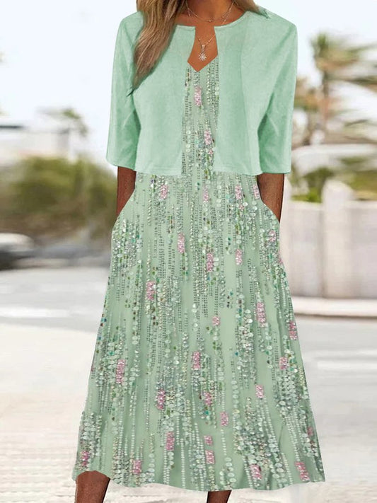 Almuth - Abito midi a due pezzi con stampa floreale